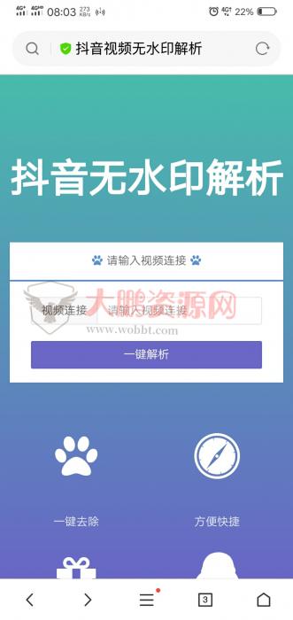 图片[1]-抖音无水印解析网站精美源码-无需数据库 安装-大大鹏源码网