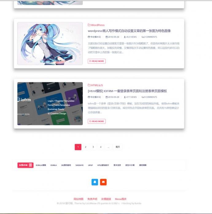 wordpress响应式猫可喵lolimeow,可做个人博客主题模板-大大鹏源码网