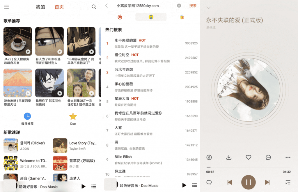Dso Music_v3.7.0 酷我/网易/QQ音乐三平台-大大鹏源码网