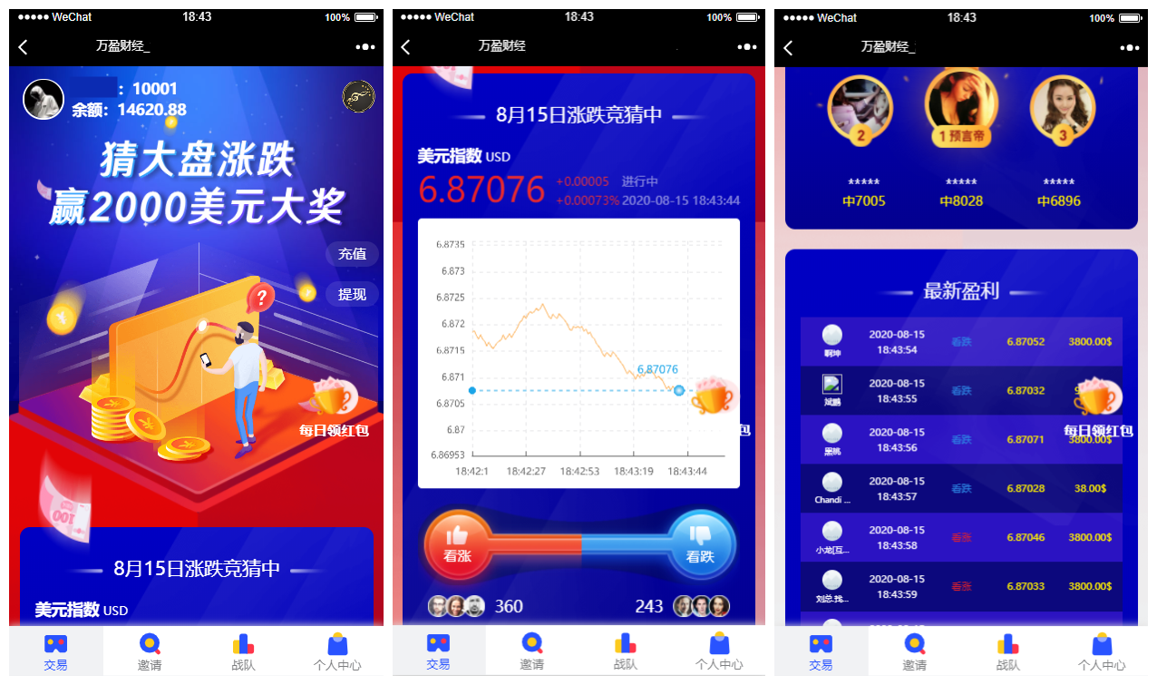 【USDT指数涨跌】蓝色UI二开币圈+万盈财经币圈+充值提现+K线正常+大盘涨跌竞猜-大大鹏源码网