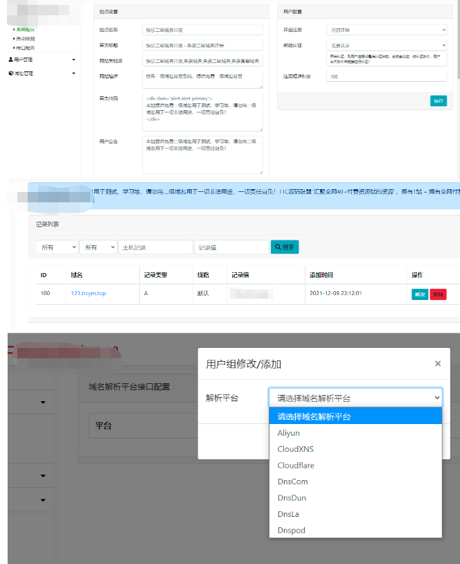 {完美运营}二级域名分发系统源码-大大鹏源码网