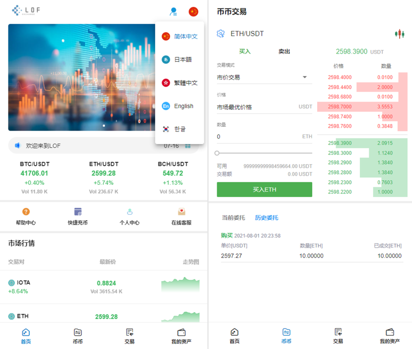 【区块链合约交易所源码】新币币交易所USDT秒合约杠杆C2C法币交易 手机端为VUE纯源码-大大鹏源码网