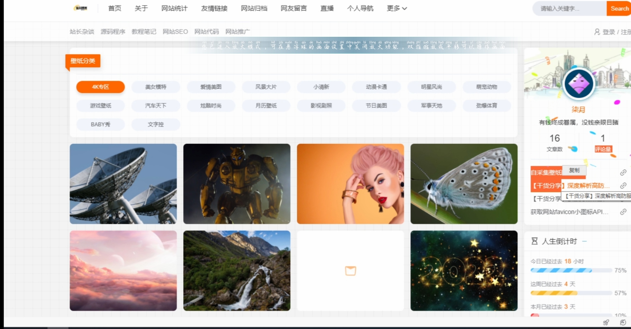 自采集壁纸网页源码-大大鹏源码网