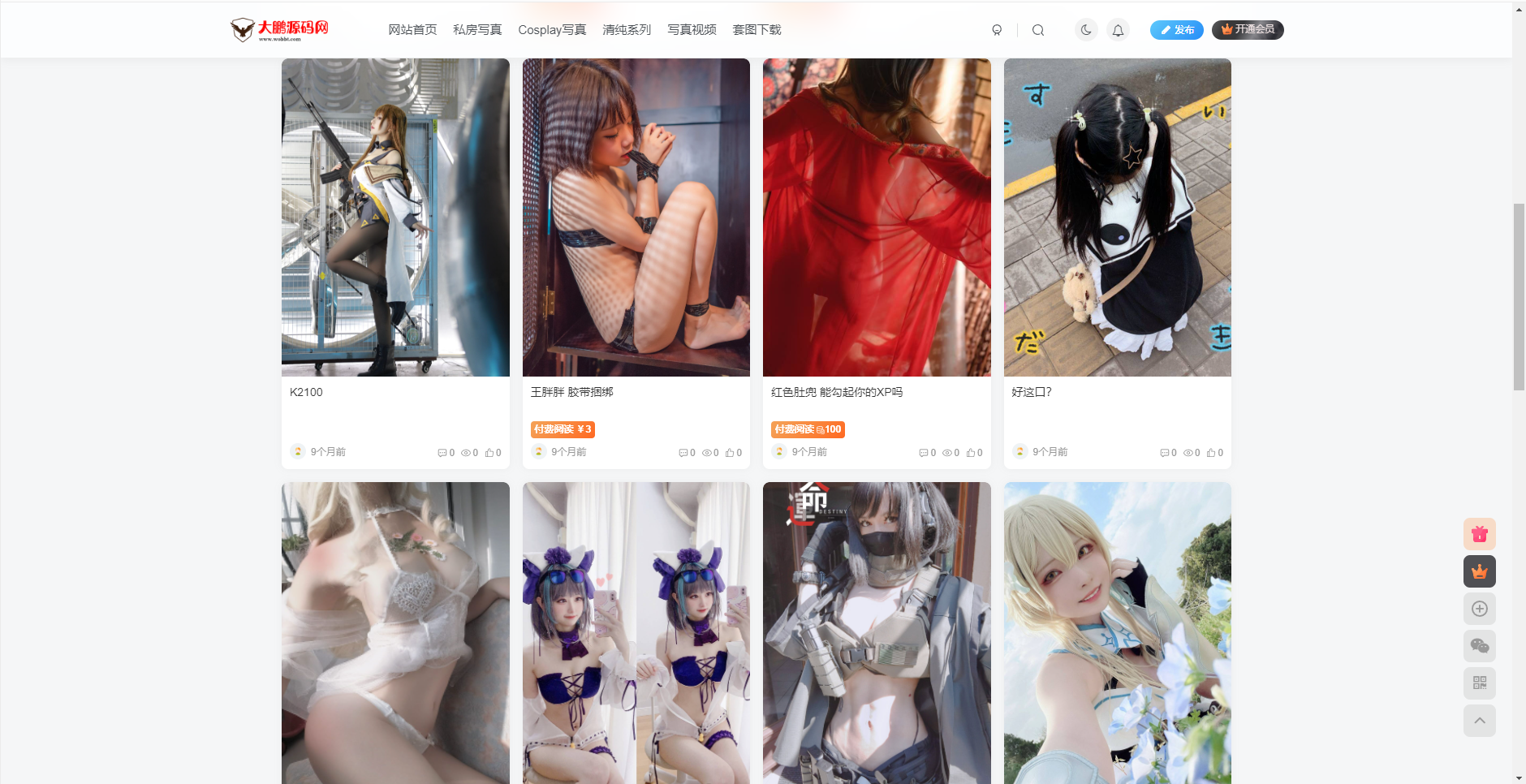 图片[2]-【大鹏独家】整站WordPress子比自适应美女写真网站美图整站带数据源码大鹏亲测-大大鹏源码网