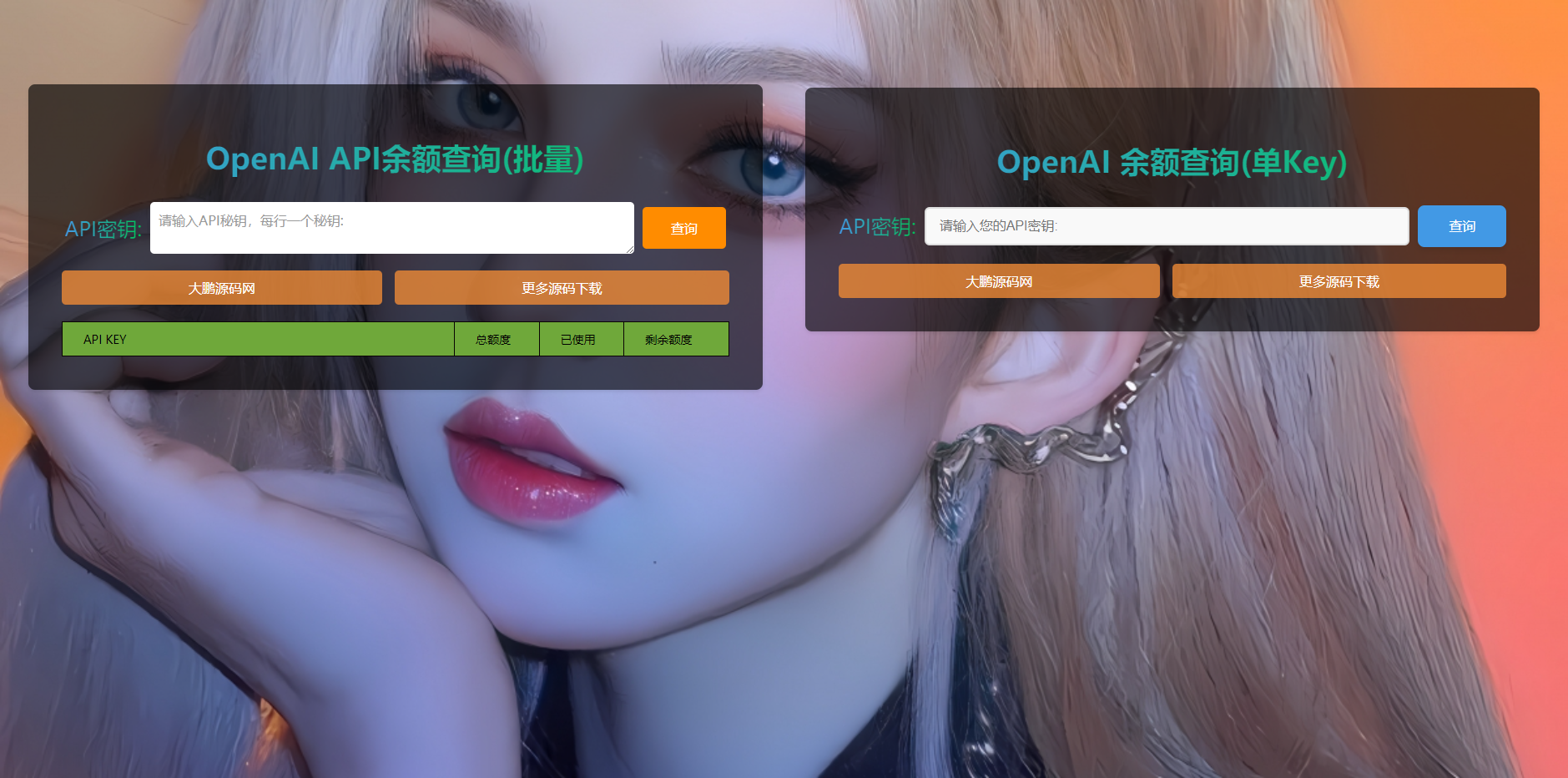 D1142 OpenAI API余额批量查询 html源码-大大鹏源码网